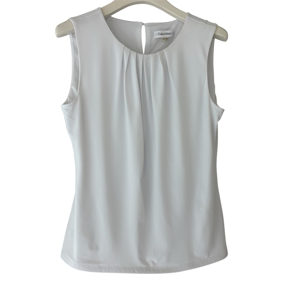 Calvin Klein Women’s Pleated White Tank Top- Size 10